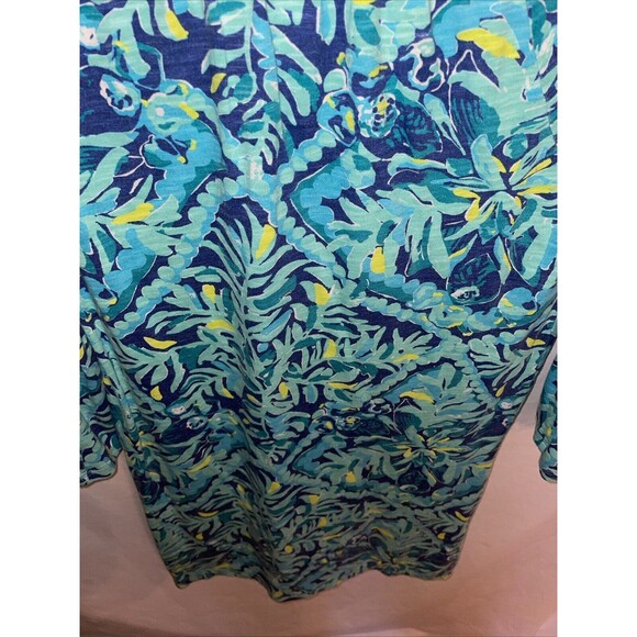 Lilly Pulitzer Womens Pullover Tunic Size XXS Blue Floral Flare Sleeve Party - Picture 12 of 12